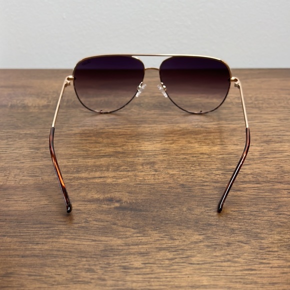 QUAY High Key Two Tone 56mm Aviator Sunglasses Gold/Brown Maroon - Picture 9 of 11